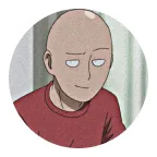 Saitama from One Punch Man, deadpan in his red suit