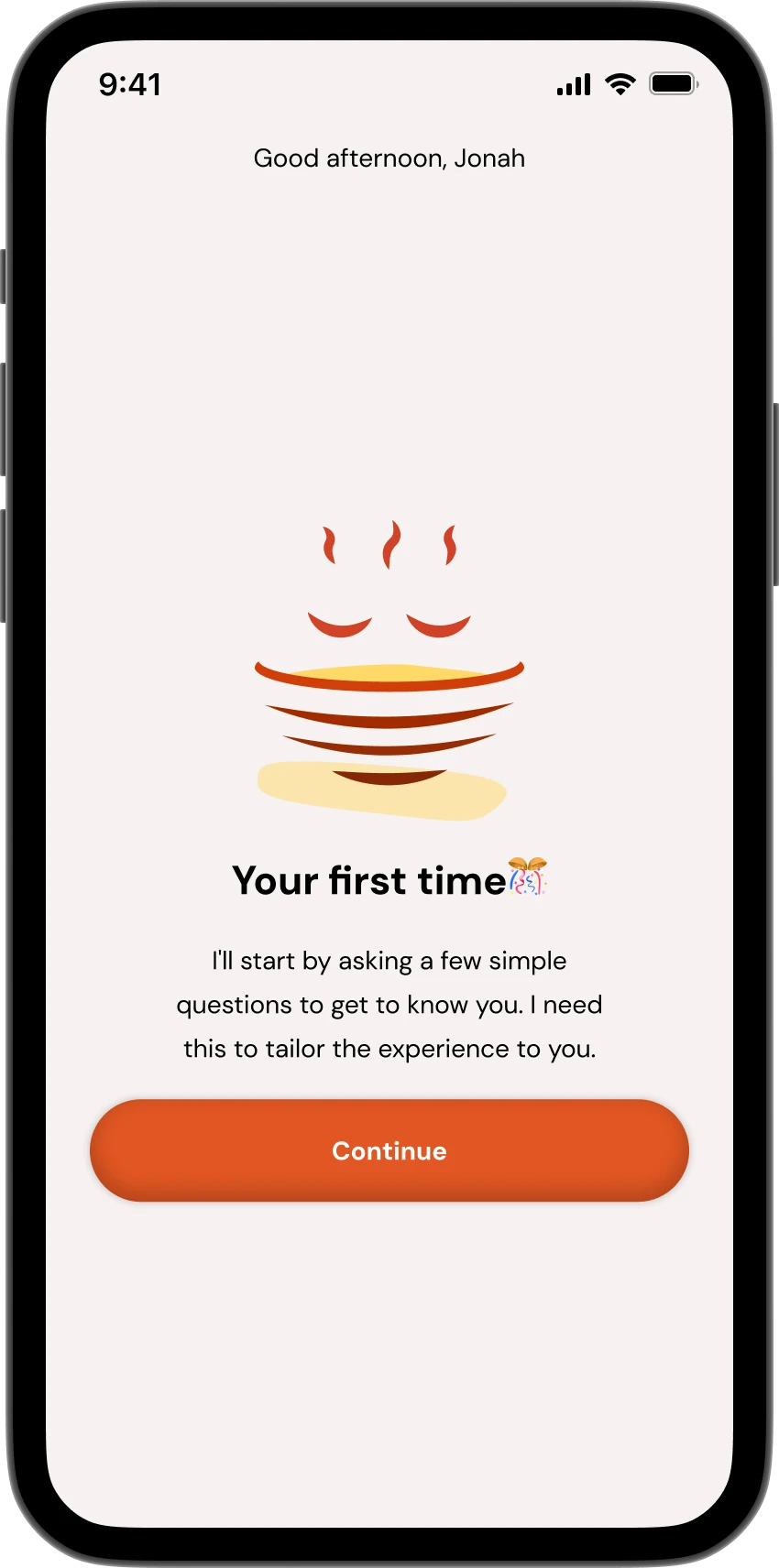 The first-run screen, offering to ask a few questions before suggesting anything